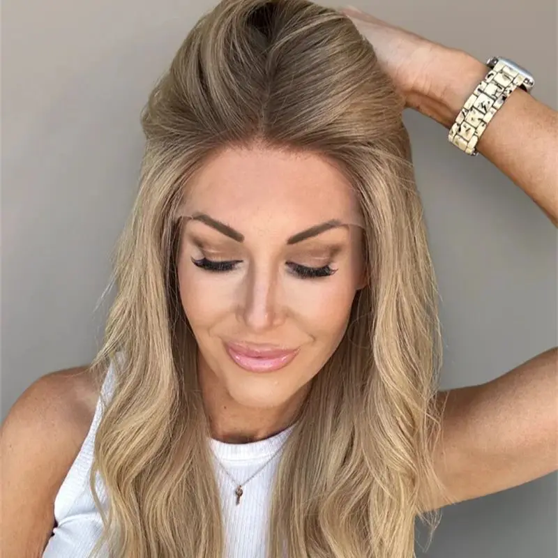 

Маленький/большой размер, кепка 13x4, средняя часть, омбре, золотисто-русый HD, прозрачный парик спереди, женский парик, косплей, повседневные парики для вечеринок