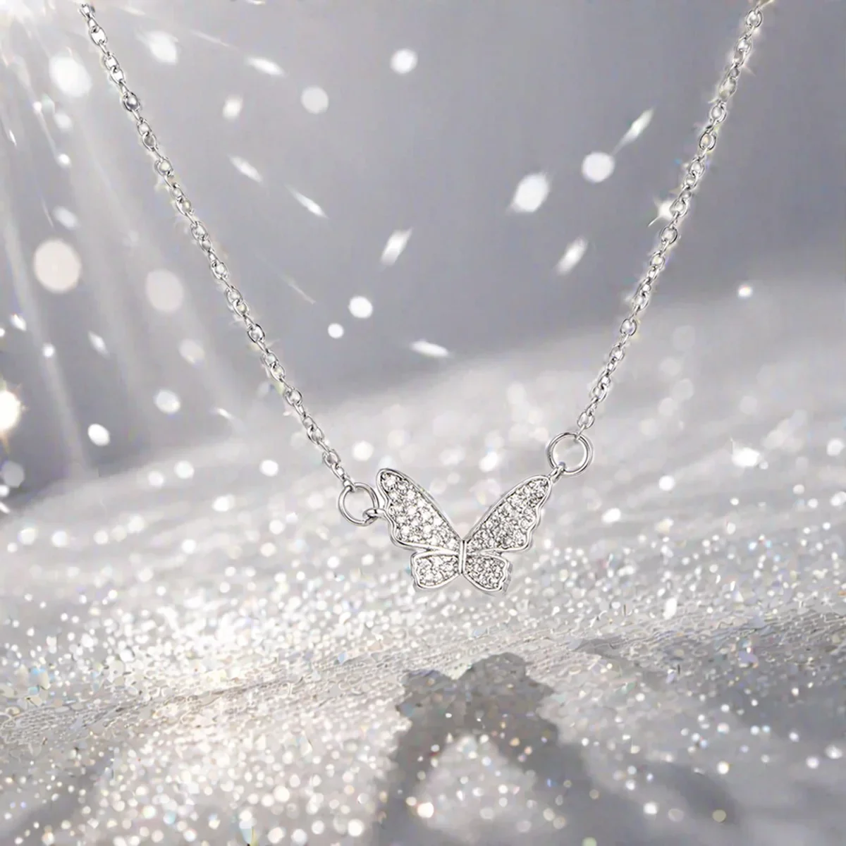 Fashion Jewelry Korean Necklace Trendy Multiple Colors Butterfly  Thin Chain Colorful Pendant  for Women image 6