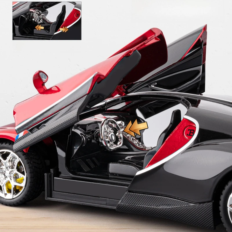1:24 Tourbillon Supercar Diecast Alloy Luxury Car Model Sound Light Pull Back Car For Children Toys Gift