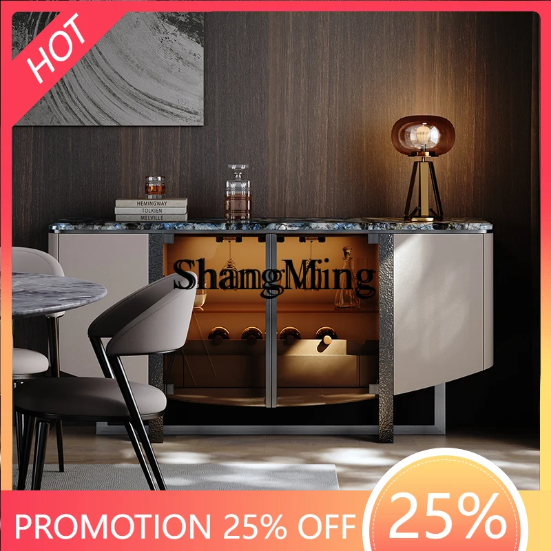 

Минималистичный шкаф для гостиной и столовой FG, пристенный, со встроенным шкафчиком, из мрамора, в стиле лёгкой роскоши, для хранения вина.