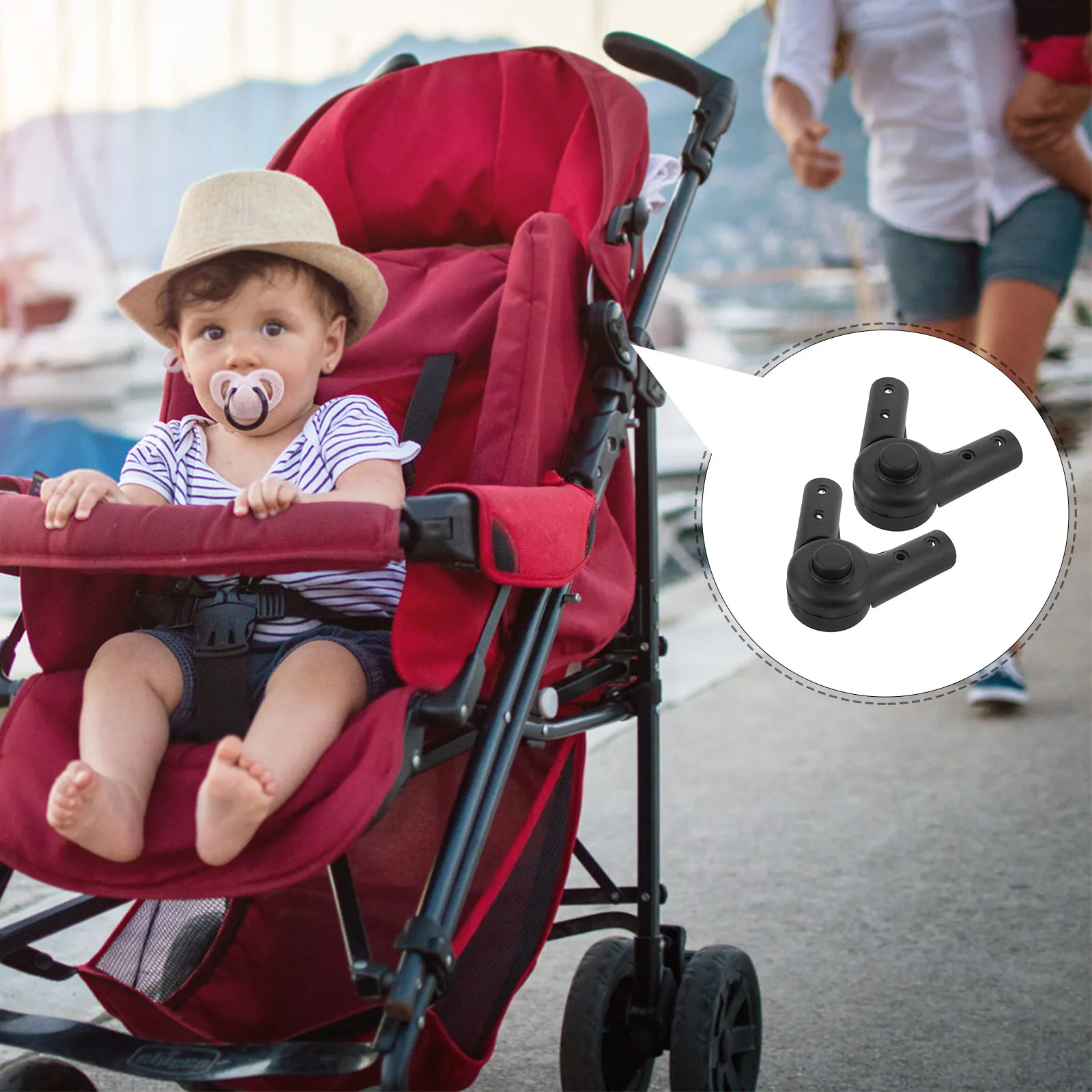2Sets Baby Stroller Handle Folding Joint Replacement Plastic Pushchair Handle Connector for 22Mm Tubes Lightweight Portable