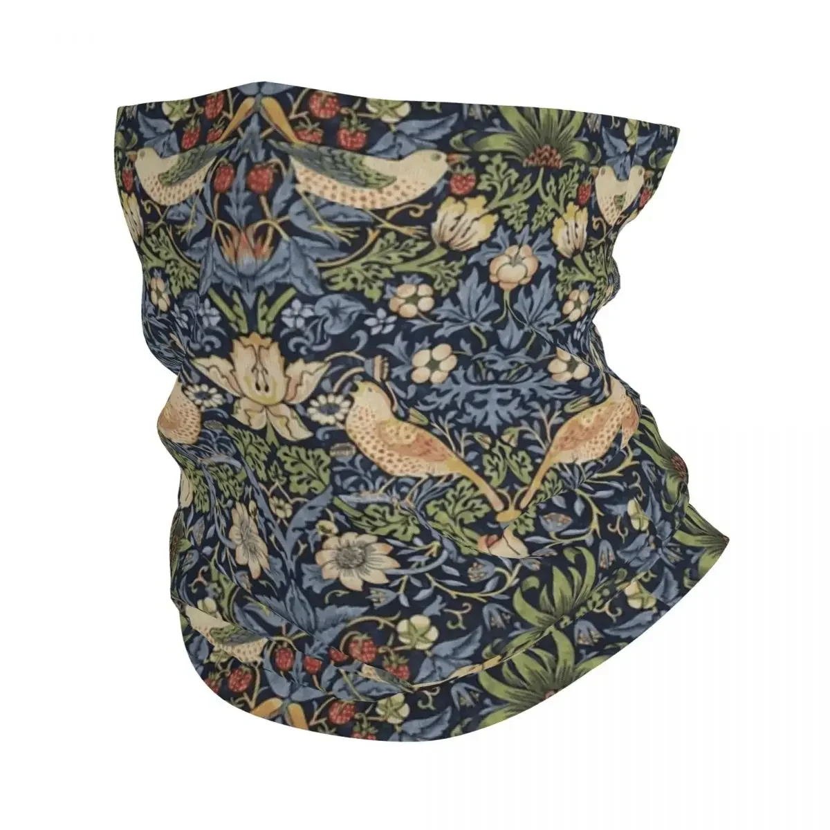 William Morris Strawberry Thief Pattern Bandana Neck Gaiter Windproof Face Scarf Cover Vintage Textile Headband Tube Balaclava