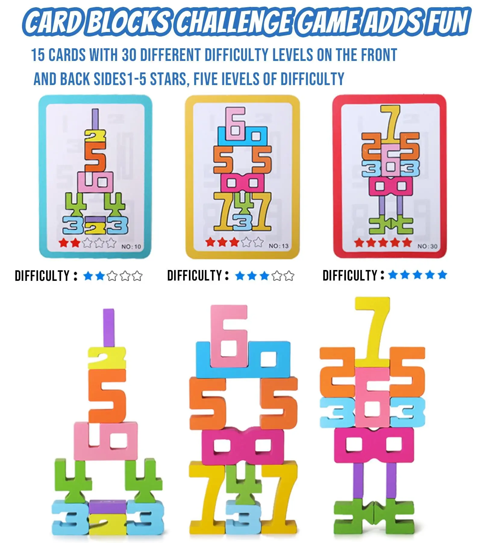 Montessori Wooden Number Blocks 1-10, Educational Stacking & Counting Toys for Early Math Learning - STEM Gift for Kids 3-8