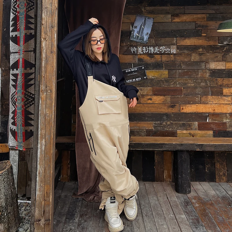 LDSKI-Macacão de babete para homens e mulheres, calça impermeável, alças elásticas, quente, resistente ao desgaste, snowboard, esportes ao ar livre, inverno