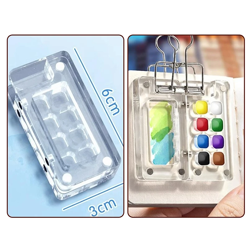 Mini Nail Art Practice Paint Palette 8 Grid Professional Empty Wooden Nail Art Paint Palette Tray Art Painting Practice Supplies