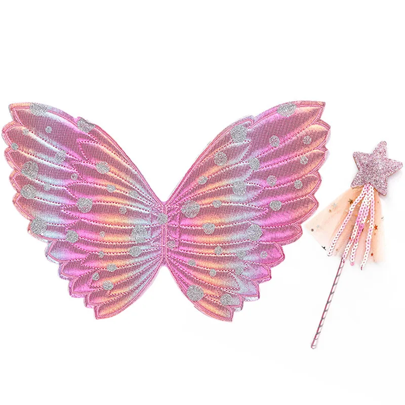 Children Beautiful Butterfly Angel Wings Girls Fairy Magic Wand Creative Girls Play House Toy Flower Fairy Performance Props Toy