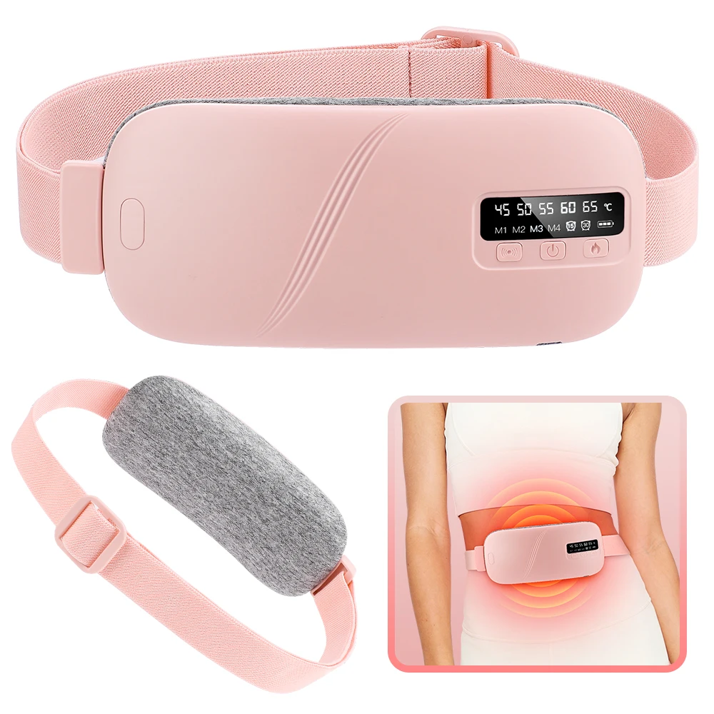 Eelctric Period Cramp Massager Vibration Heating Pad 5 Mode Hot Compress For Menstrual Warm Uterus Belt Waist Back Massager Women Gift