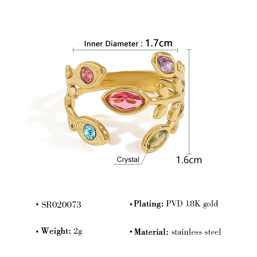 WILD & FREE Exquisite Luxury Crystal Stainless Steel Rings for Women 18K Gold Plated Chic Vintage Trendy Waterproof Jewelry view 6