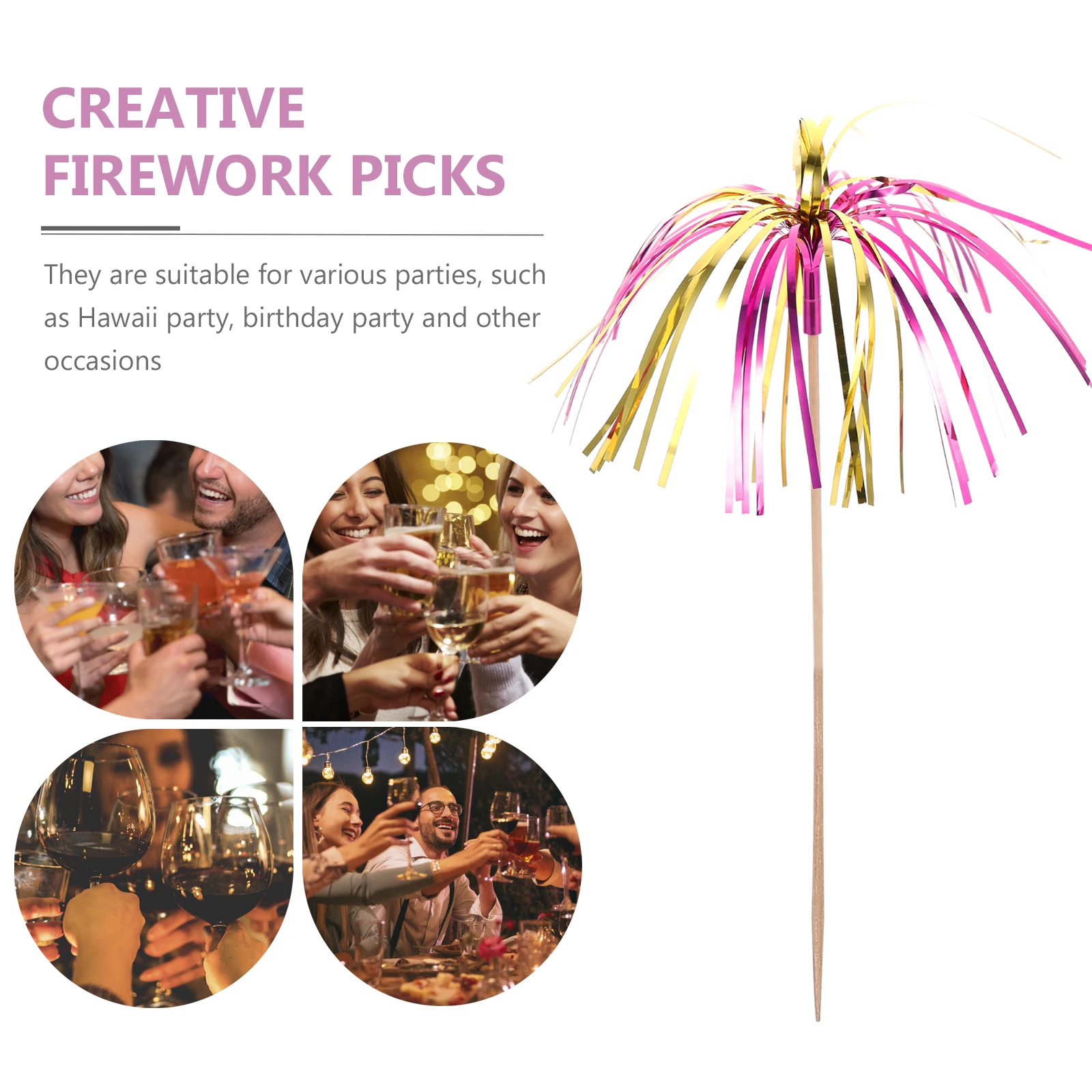 

100pcs Cocktail Picks Fruit Drink Sticks Creative Cake Toppers Disposable Party Decor For Birthday Hawaii Dessert Drinks Bar