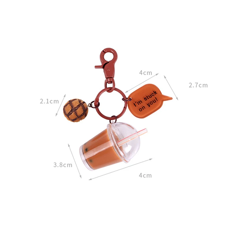 Cartoon Into Oild Pearl Milk Tea Bear Floating Liquid Keychain For Girl Bag Pendant Cute Mug Drink Bottle Keyring Key Charm Gift