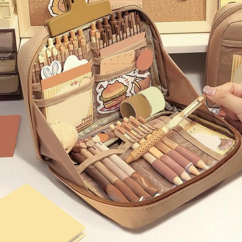 Tas penyimpanan multi-lapis, penyimpan pena tahan air kanvas multi-lapisan dengan kapasitas untuk 100 pena untuk kantor