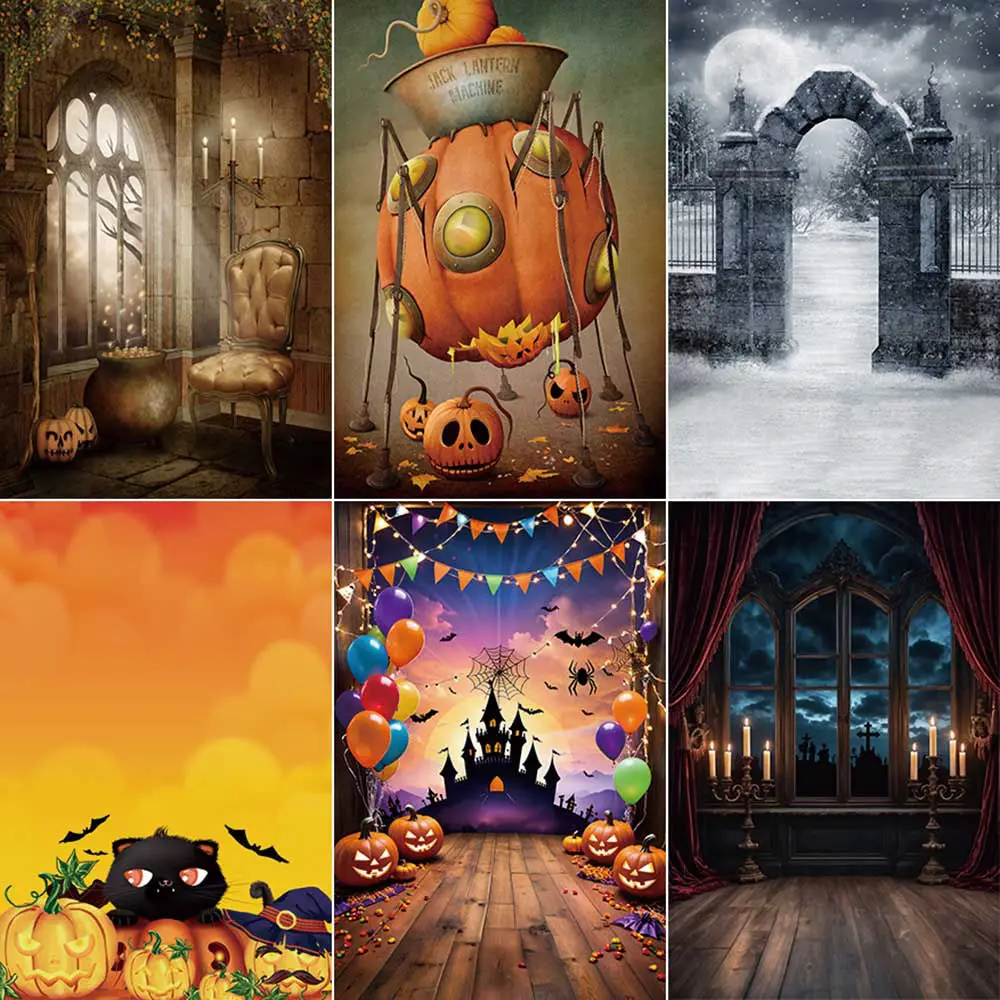 

MOON.QG Halloween 2025 Background Photography Pumpkin Lantern Party Home Photozone Backdrop Children Studio Photobooth Props