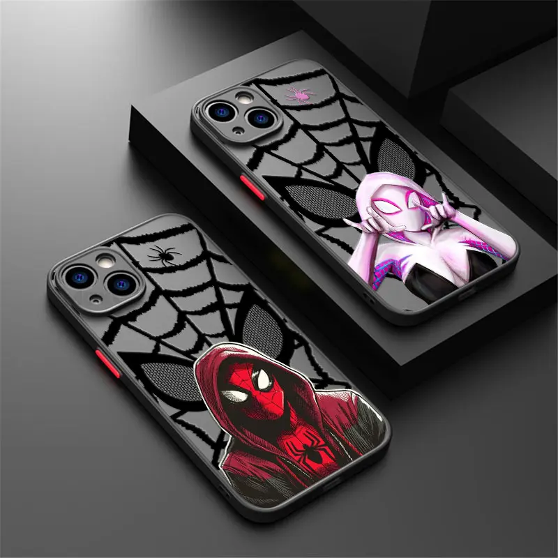 Marvel Phone Case For iPhone 15 Pro Max Cases 14 13 11 Pro 12 Mini XS 7 8 Plus for iPhone11 Matte Cover Spider-Man Miles Morales