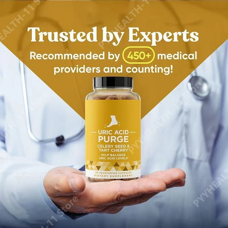 Uric Acid Purge Capsules Supports Uric Acid Balance &Joint Comfort with Celery Seed Tart Cherry Parsley Extract Vegetarian60Caps