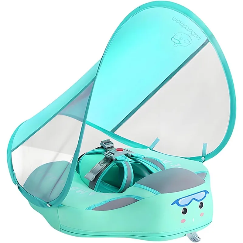 

Baby Pool Float with Canopy, Non-Inflatable Infant Swimming Float, Soft Waterproof Skin-Friendly Material, Solid Avoid