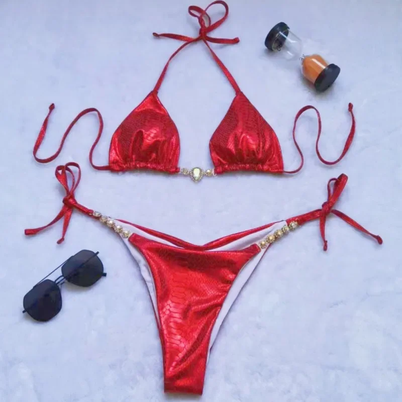 Sexy glanzende bikini's zwemkleding met strass dames badmode push-up braziliaanse bikini strand zwemkleding badpakken zwembadbader