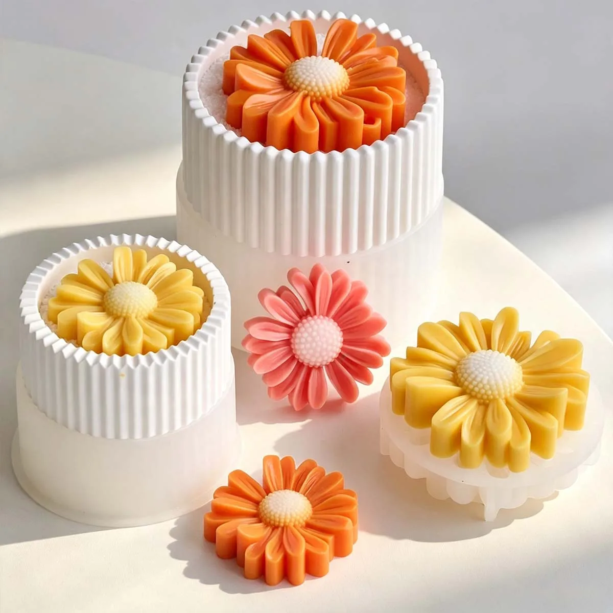 Round Striped Candle Jar Silicone Mold DIY Handmade Plaster Concrete Resin Flowerpot Storage Box Craft Casting Molds Home Decor