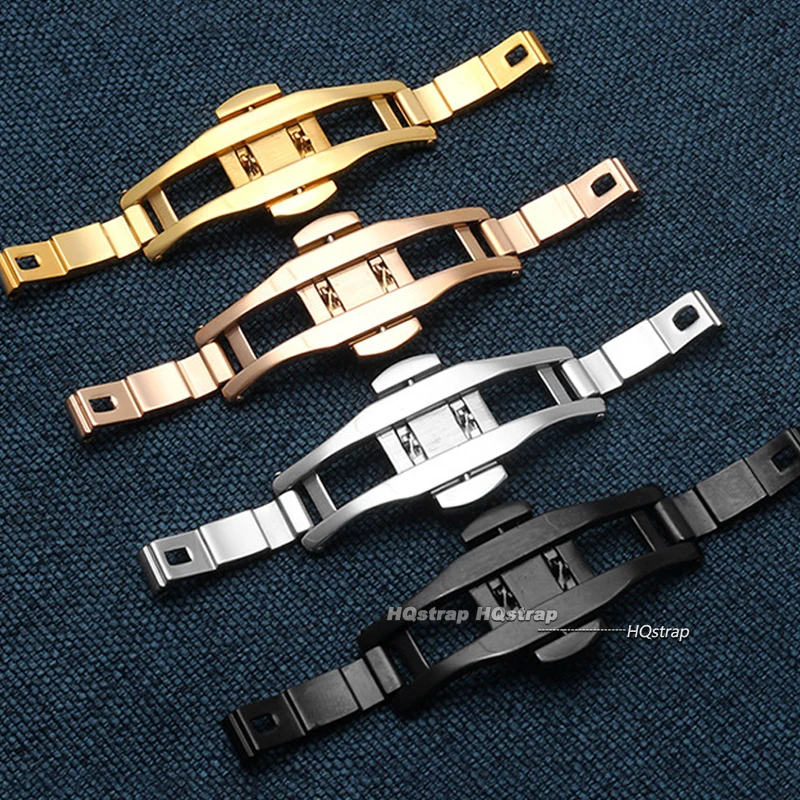 4mm 5mm 6mm Stainless Steel Watch Buckle Double Push Butterfly Watchband Buckle Folding Clasp Metal Watch Button Strap Accessory