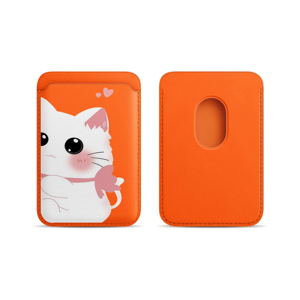 Elegante Katzen-Leder-Kartenhalter-Handyhülle für Magnetische Hüllen, Geeignet für alle iPhone Magsafe-Karten-Handy-Rückseiten-Taschen – Detail 6