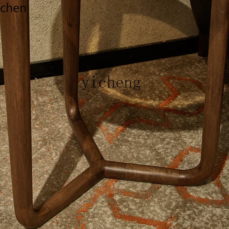 TQH7.2 Side Table Tea Color Glass Solid Wood Corner Table Sofa Side Table