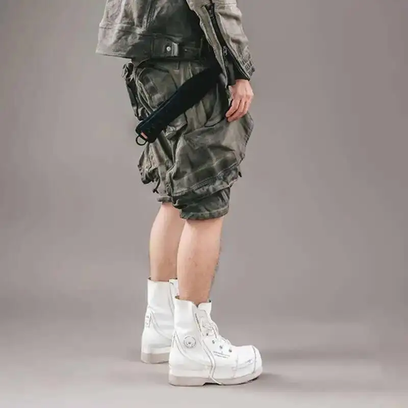 HKSH Multi Pocket Workwear Washing Worn-out Casual Knee Length Pants Punk Safari Style Shorts Summer Niche Design Cropped HK0813