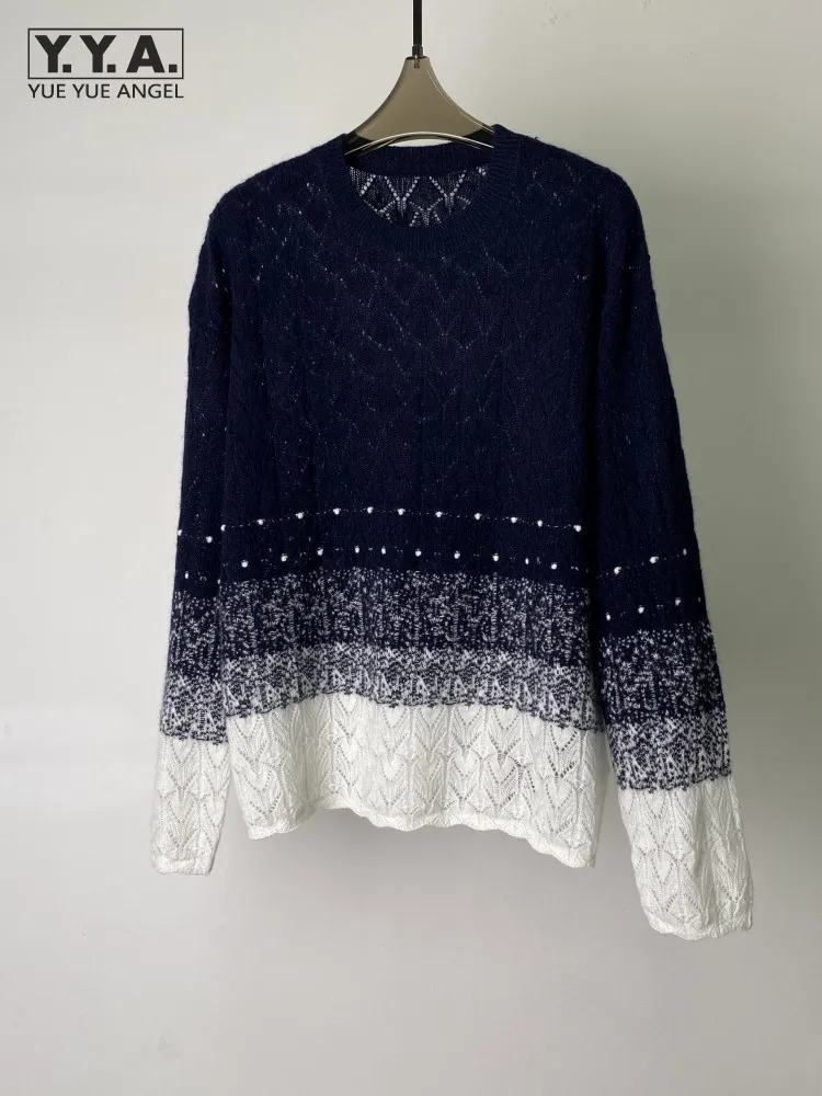 

Элегантный женский универсальный осенний кашемировый свитер градиентного цвета с круглым вырезом, топы, свободный крой, офисные женские повседневные вязаные джемперы, пуловер