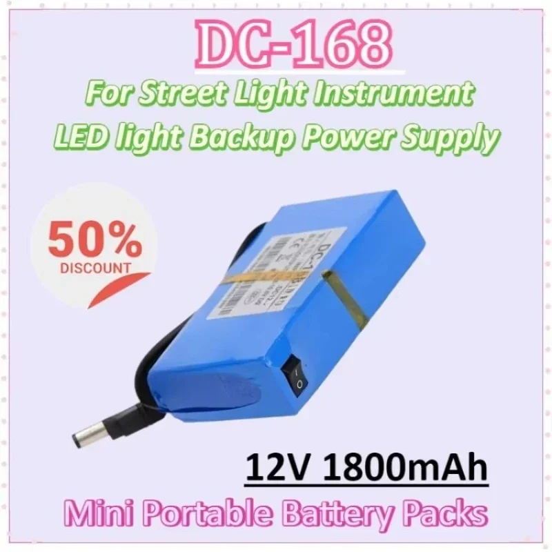 

DC-168 12V 1800mAh High Capacity Rechargeable Li-ion Battery Mini Portable Lithium-ion Batteries Pack for CCTV Camera