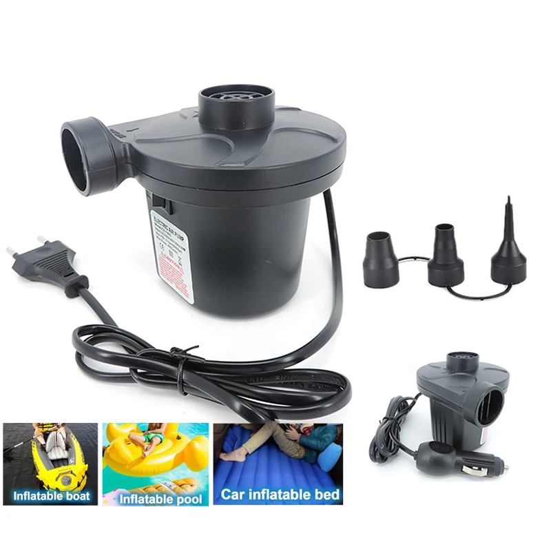 12V 220V Electric Air Pump Potable Inflatable Car Pump Compressor For Mattress Swimming Pool Air Filling Inflator Blower Nozzle