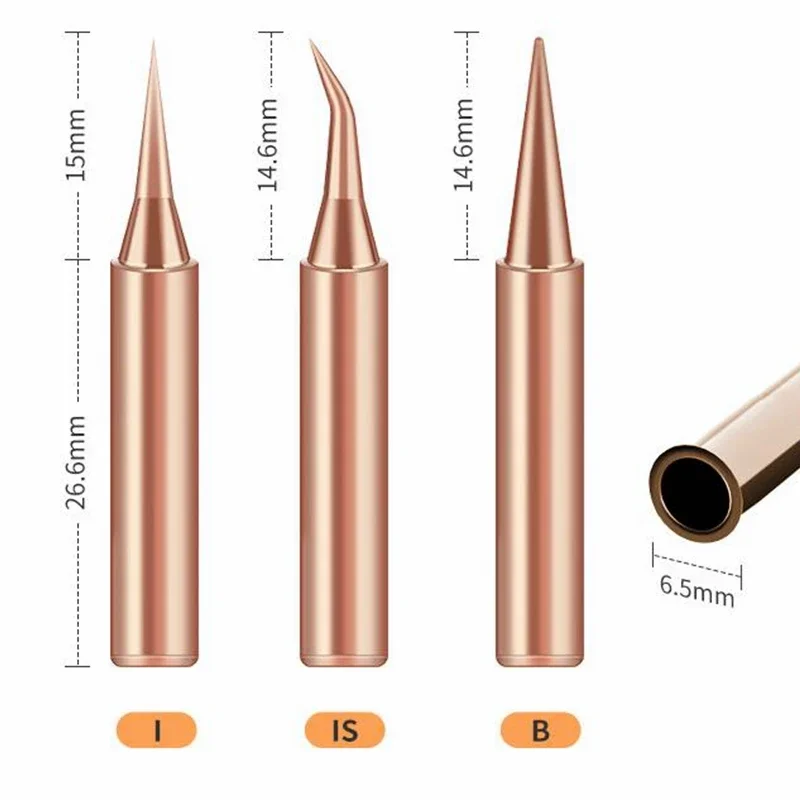 1pcs Soldering Iron Tip Pure Copper 900M-T Soldering Iron Head Set Inside Hot Bare Copper Electric Soldering Iron Welding Head