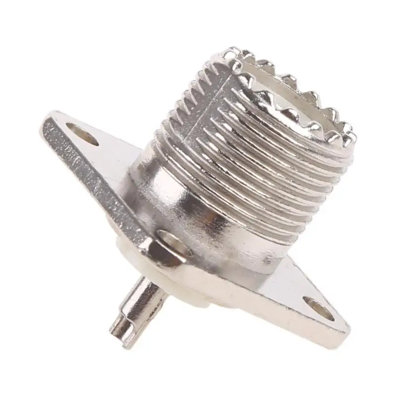 

R53C Female SO239 4 Hole Flange Chassis Mount Solder Coax Adapter for PL259 Male Plug