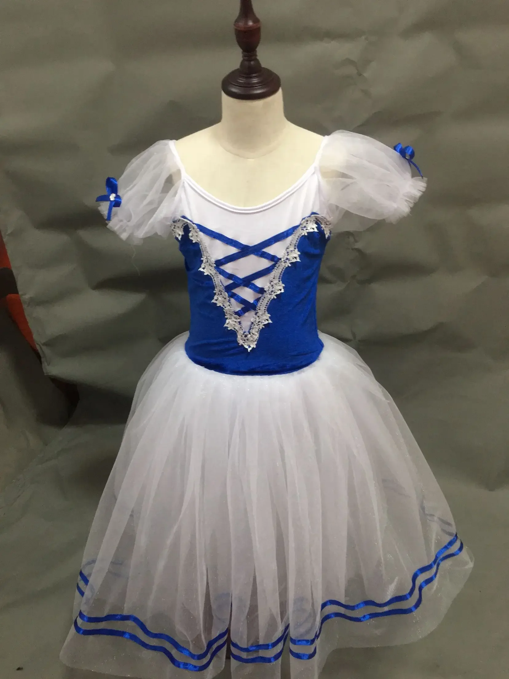 Trajes de Ballet Giselle de manga corta abombada para niños y adultos, vestido largo de bailarina, tutú de Ballet para mujeres, ropa de baile para actuación de niñas