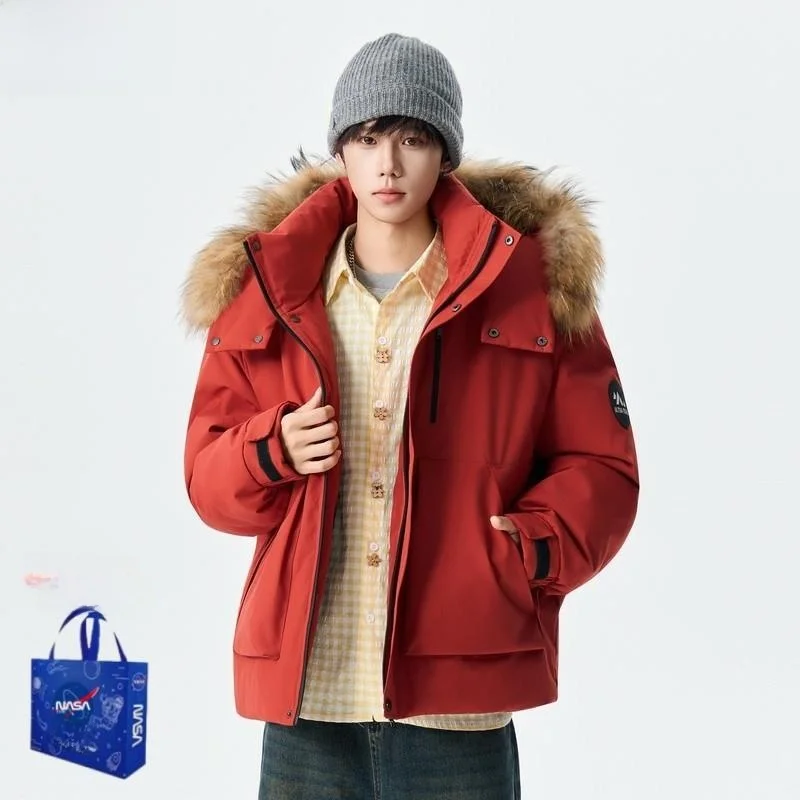 

Модная мужская парка-пуховик: теплая зимняя куртка с отстегивающимся меховым воротником и капюшоном, молодежная верхняя одежда для защиты от холода