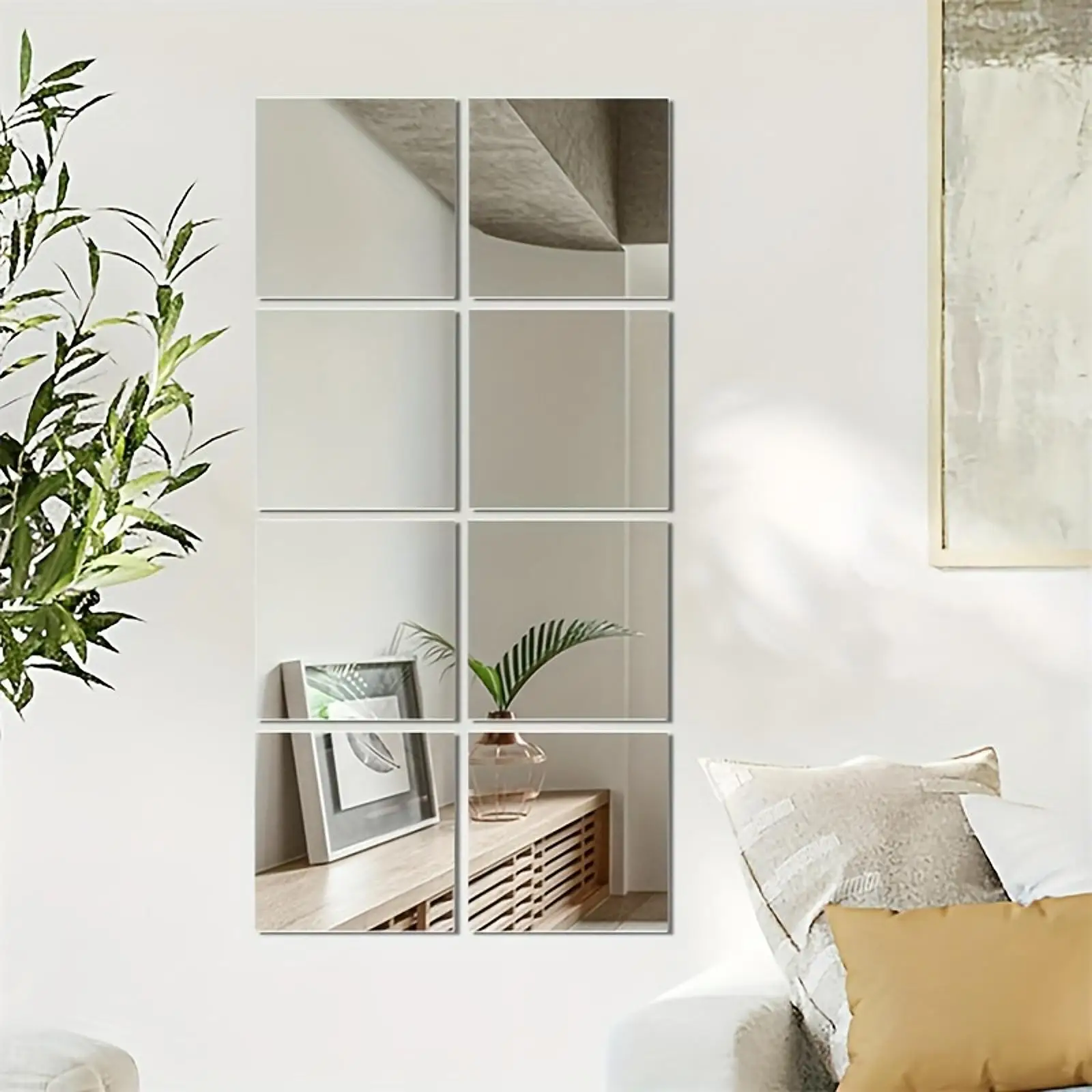 

8x Mirror Wall Stickers Home Decoration Modern Wall Decor for Closet Bedroom