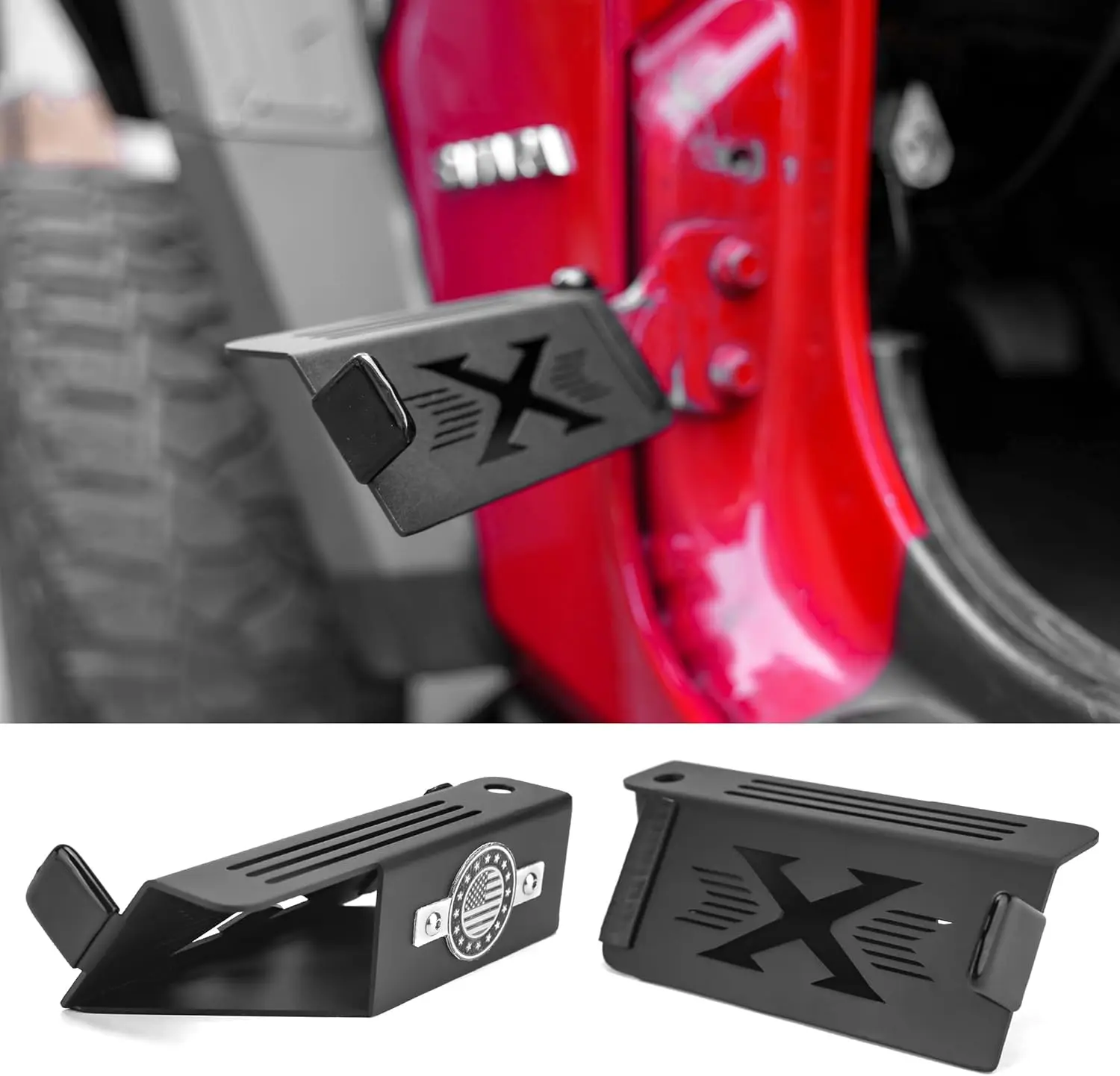 Heavy‑Duty Door Foot Step Pedal, X‑Pattern Auxiliary Door Peg Fit for Jeep Wrangler JK JL & Gladiator Exterior Modification