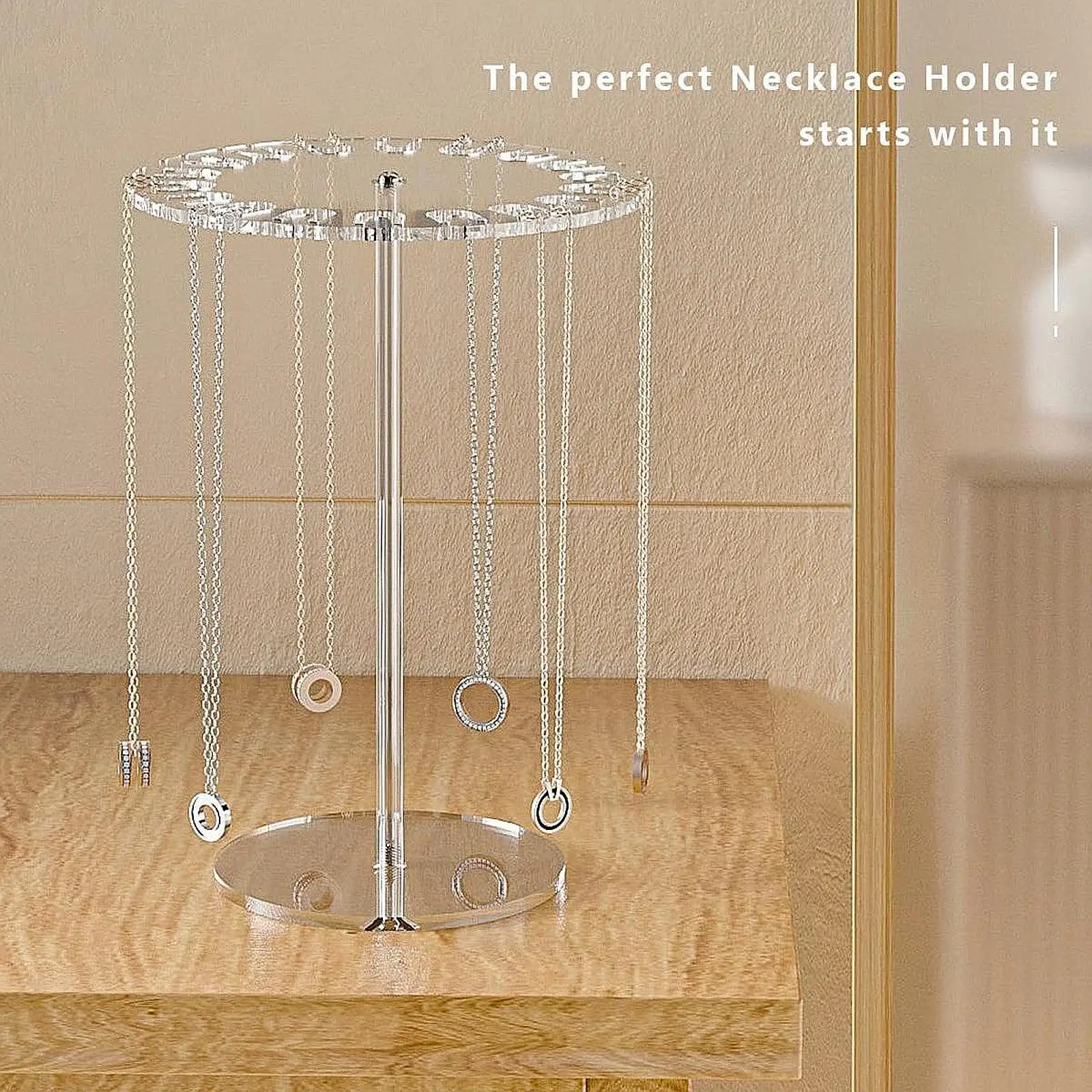 

Necklace Holder Jewelry Display Rack Rotatable Tabletop Simple Dresser Jewelry Organizer Jewelry Stand for Anklets Pendants