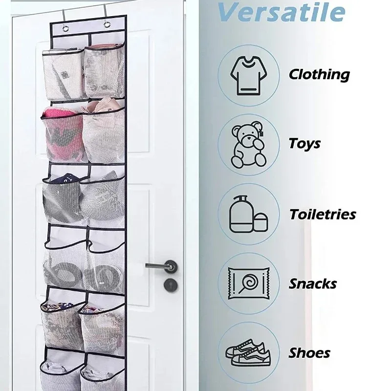 New 12 compartments behind the door shoe storage hanging bag mesh pocket slippers organizing non-woven