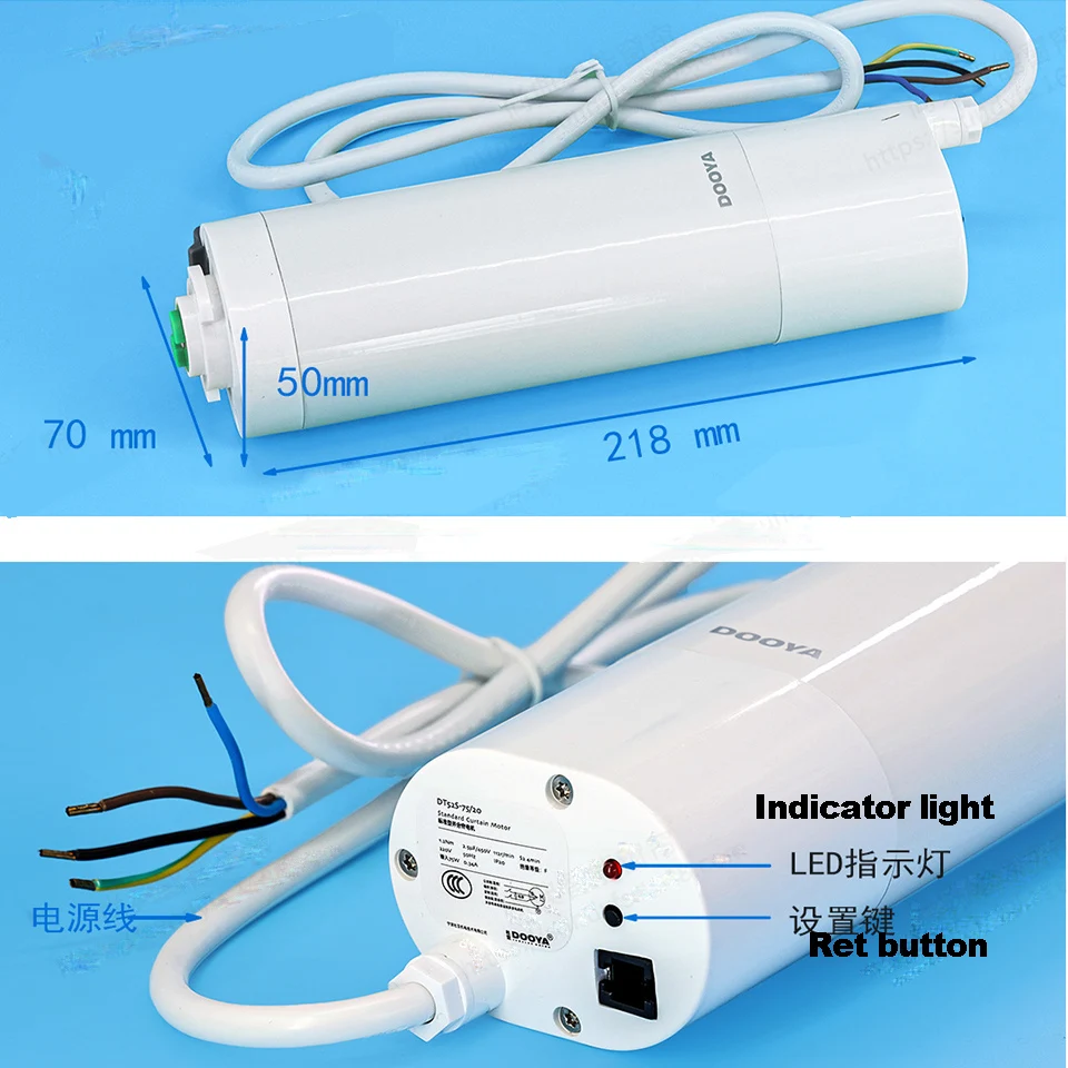 Imagem -03 - Dooya-motor Elétrico de Cortina para Casa Inteligente Abertura Externa e Fechamento de Cortina Motor Forte Dt52s Fios 220v 75w