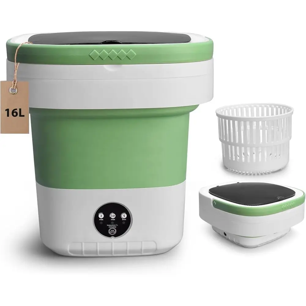 Lavadora Portátil, Mini Lavadora Mejorada de 15.8L con Cesta de Centrifugado, 3 Modos de Limpieza, Apta para Ropa Pequeña, Lavable