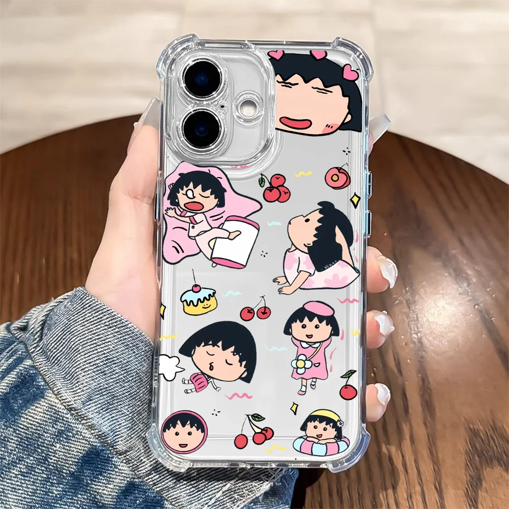 Anime C-Chibi Maruko-Chan phone case For Samsung Galaxy S25 S23 S24 S22 A06 A50 A07 A20S Ultra Plus FE Anti Fall Transparent