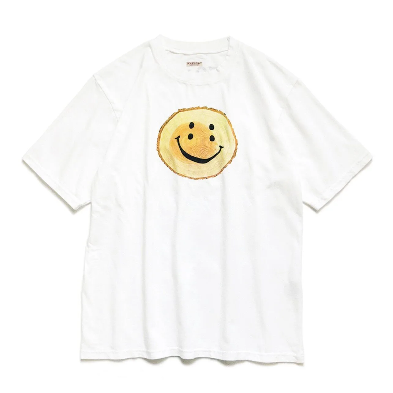 24SS KAPITAL Hirata and Hongri Casual Cotton Loose Round Neck Smiling Printed Short Sleeved T-shirt for Men and Women