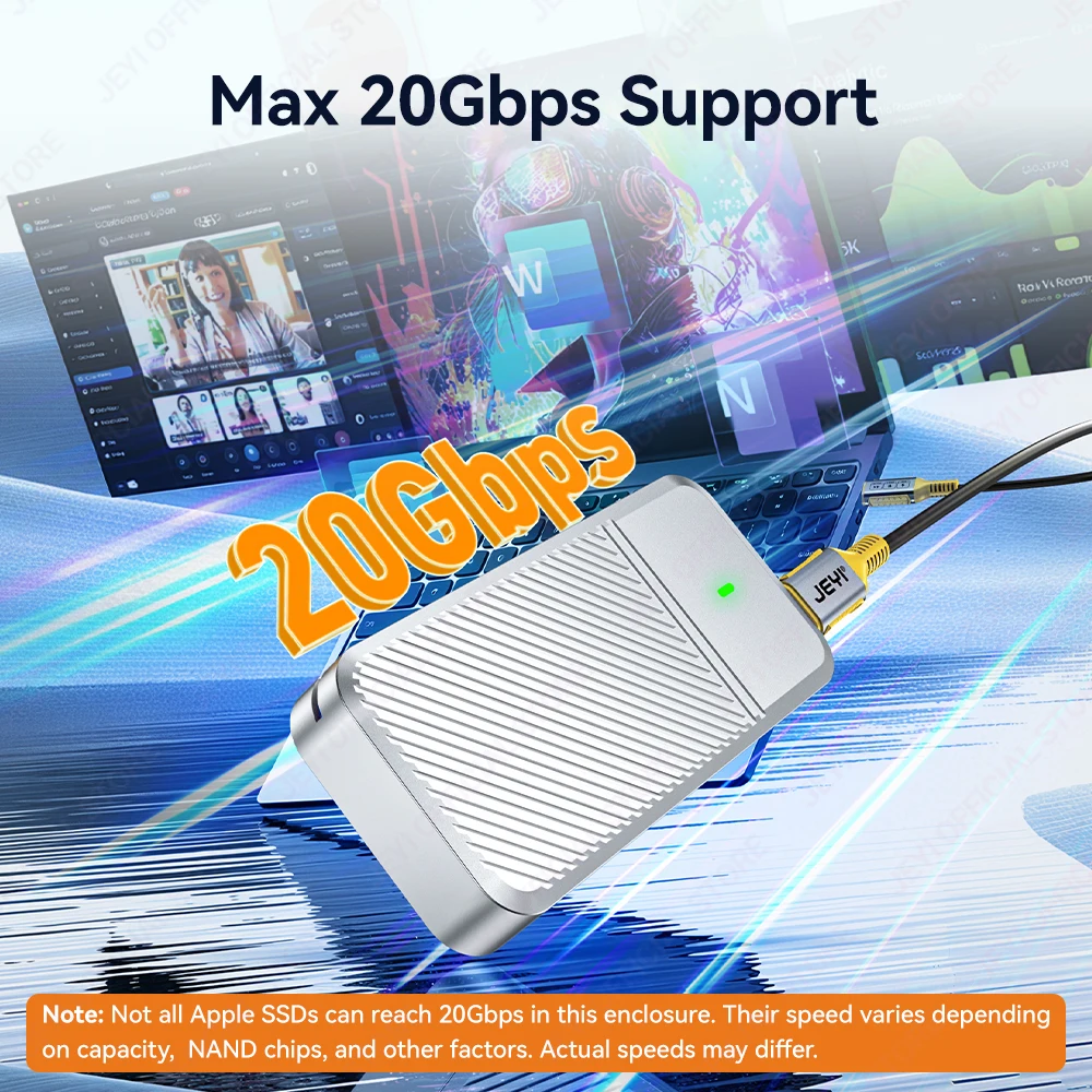 JEYI Per MacBook Air/Pro 2013-2017 Custodia per disco rigido in alluminio SSD (20 Gbps) Supporto Plug and Play senza driver 4 TB