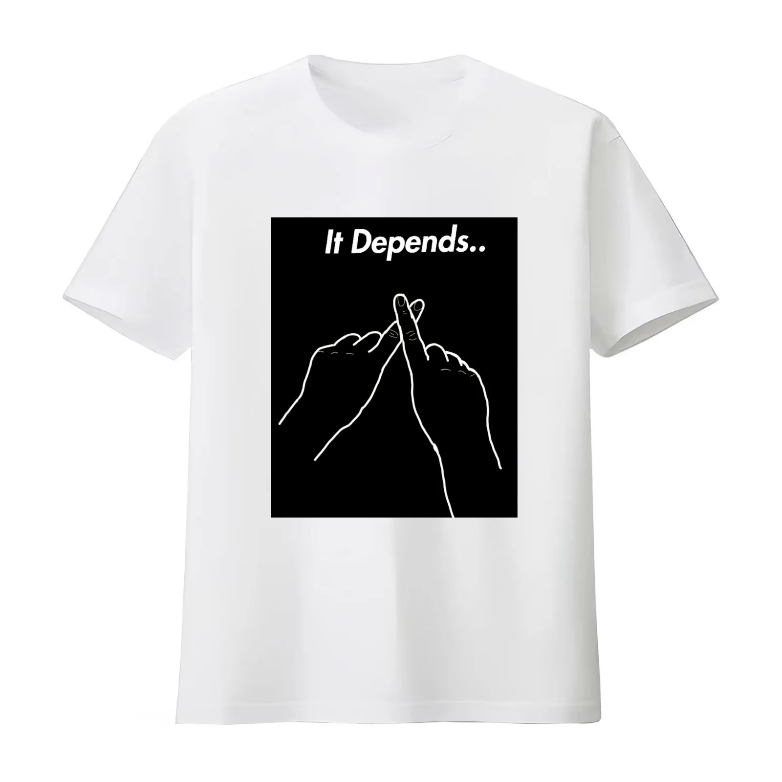 It Depends T-Shirt Summer Casual Cotton Tee Oversized Streetwear Tops Vintage Graphic Print Loose Fit Short Sleeve
