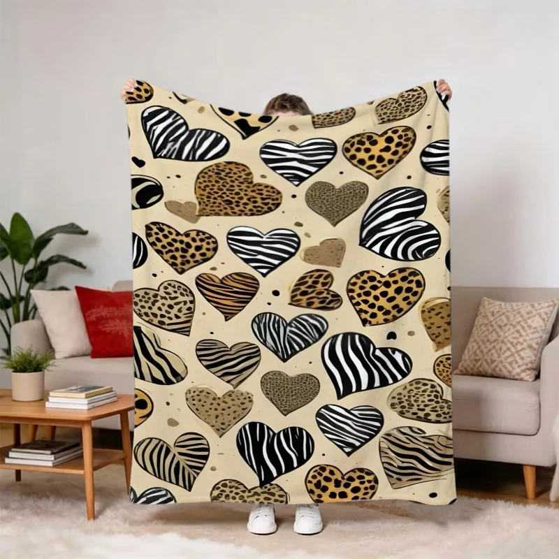 Leopard Print Leopard Flower Fashion Combo Fleece Blanket For Trendy Bedroom Decor Lightweight Plush Throw Blanket Accent