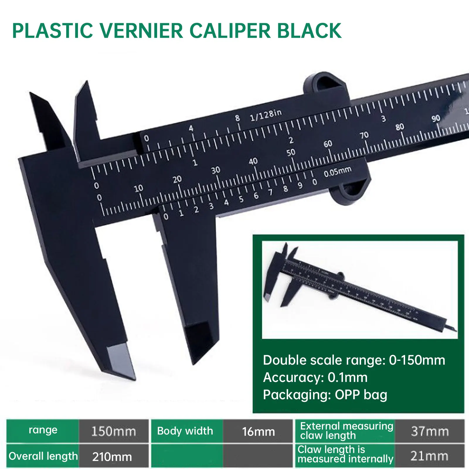 0-150mm Sliding Vernier Caliper Plastic Gauge Caliper Double Scale Ruler For Jewelry Measurement School Student Measuring Tool