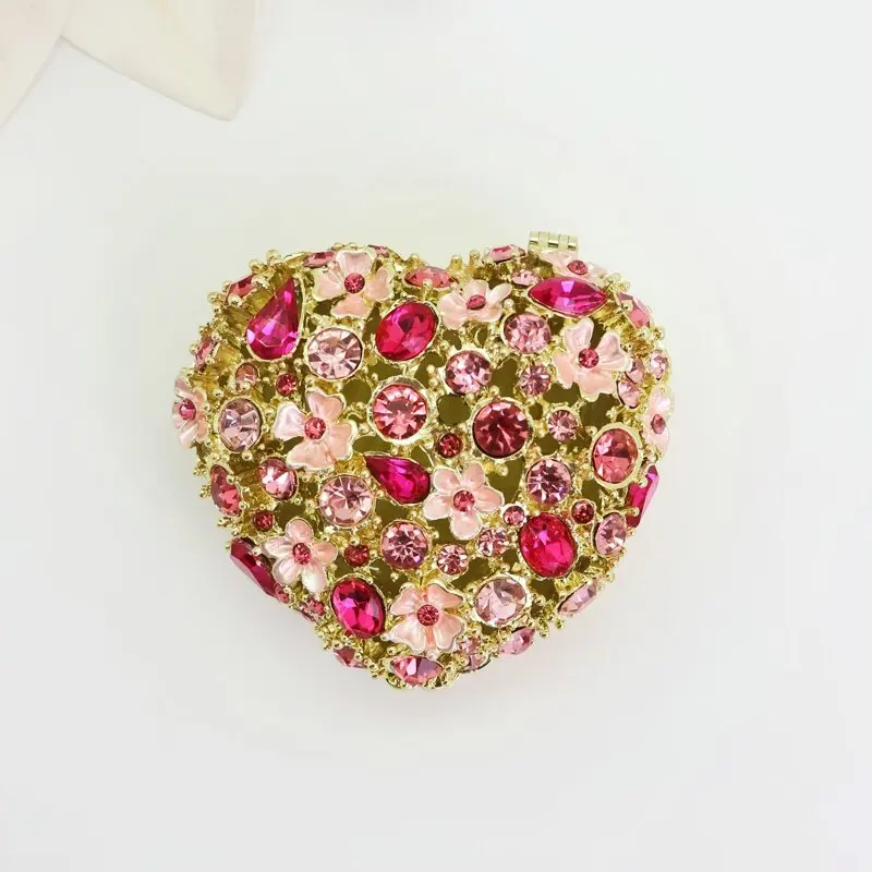 Heart Shape Enamel Jewelry Box Wedding Ring Storage Case Valentine Gift