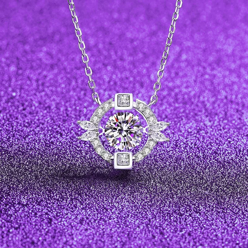 S925 Silver White Gold Plated 1CT D Color Moissanite Beating Heart Pendant Necklace for Women, Exquisite Jewelry.
