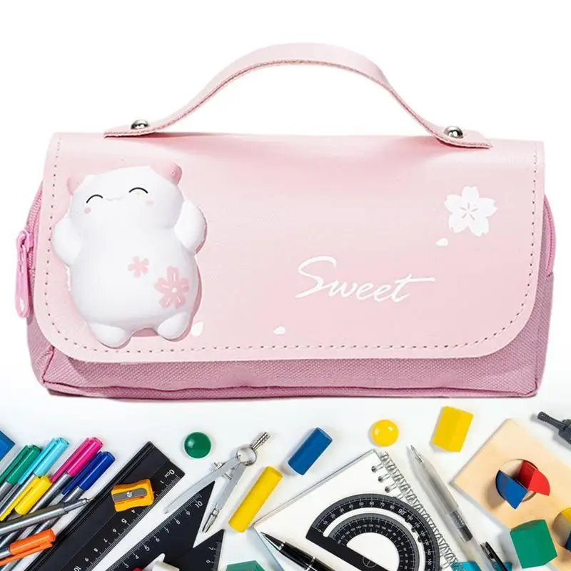 Cute Pencil Bag Cartoon Decompression 3D Extrusion Cat Toy Large Storage High Capacity Bag Pouch Holder Box Organizer For Office