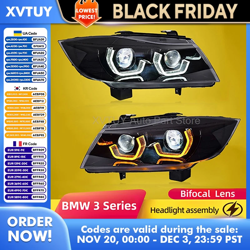 

Для BMW 3 серии E90 2005-2012 фары в сборе модифицированные новые дневные ходовые огни светодиодный проектор передние лампы аксессуары