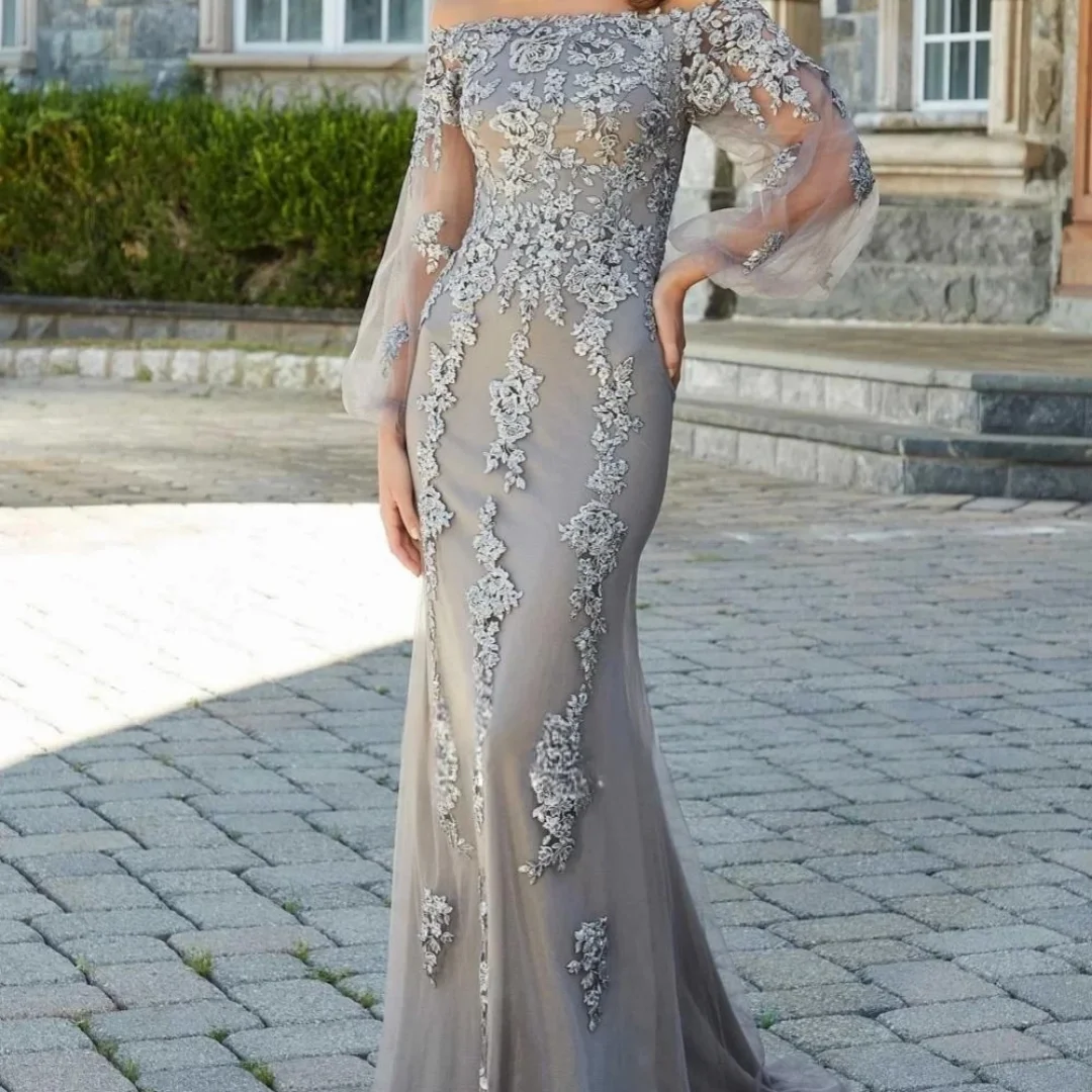 

Graceful Off The Shoulder Mother Of The Bride Dress For Wedding Modest Long Evening Gown Lace Appliques Prom Dresses Customized