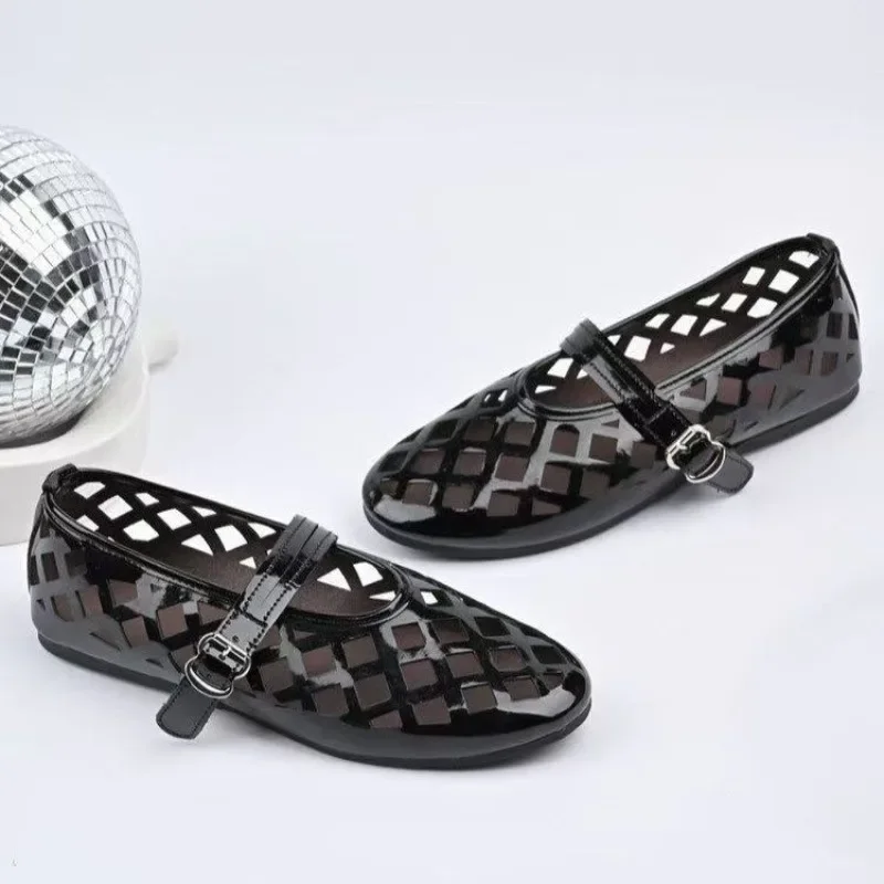 

Новинка 2023 года, летние туфли Мэри Джейн, женские дышащие туфли на плоской подошве с отверстиями, женская обувь с пряжкой